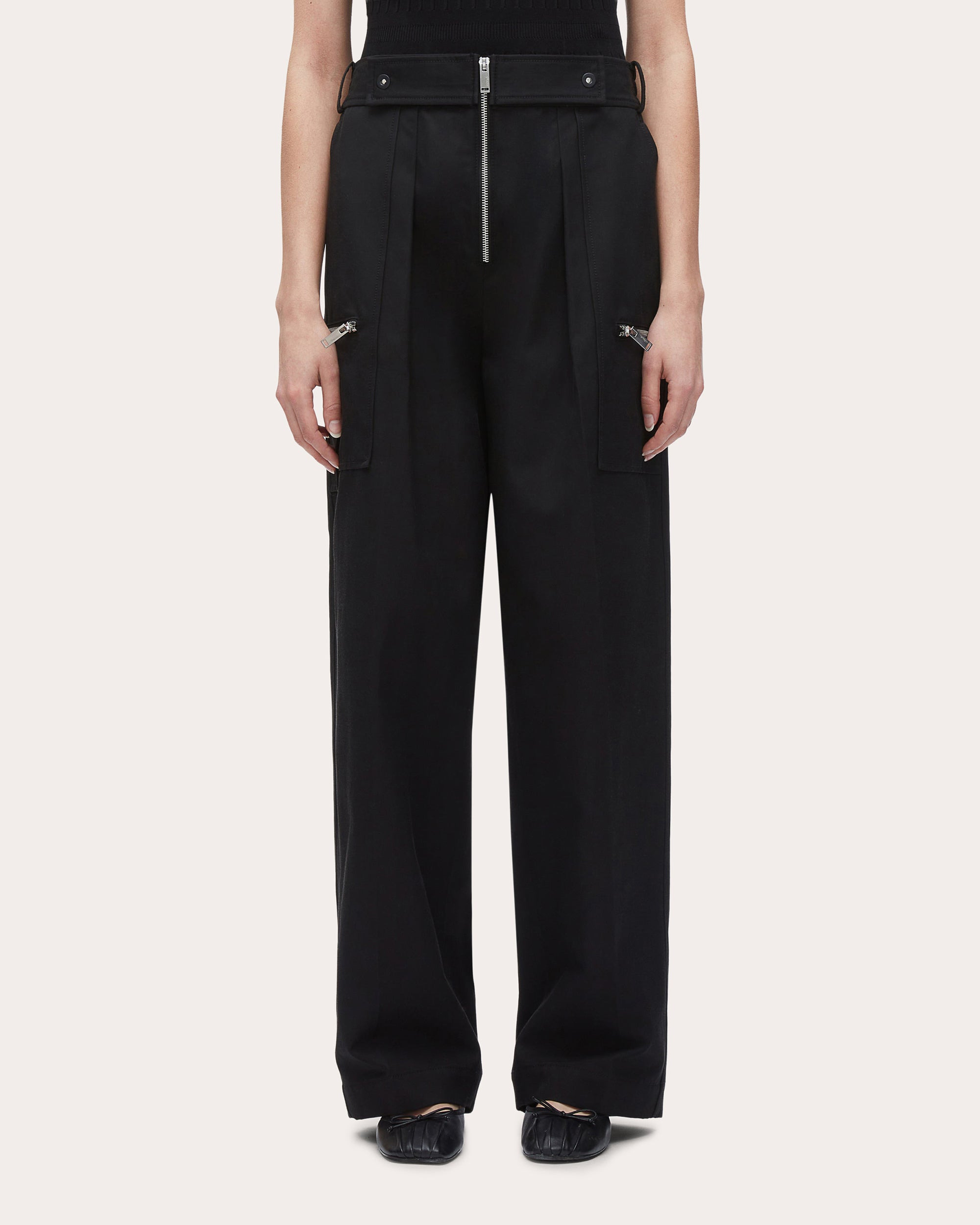 Zipper-Embellished Cotton-Blend Twill Pants - 1