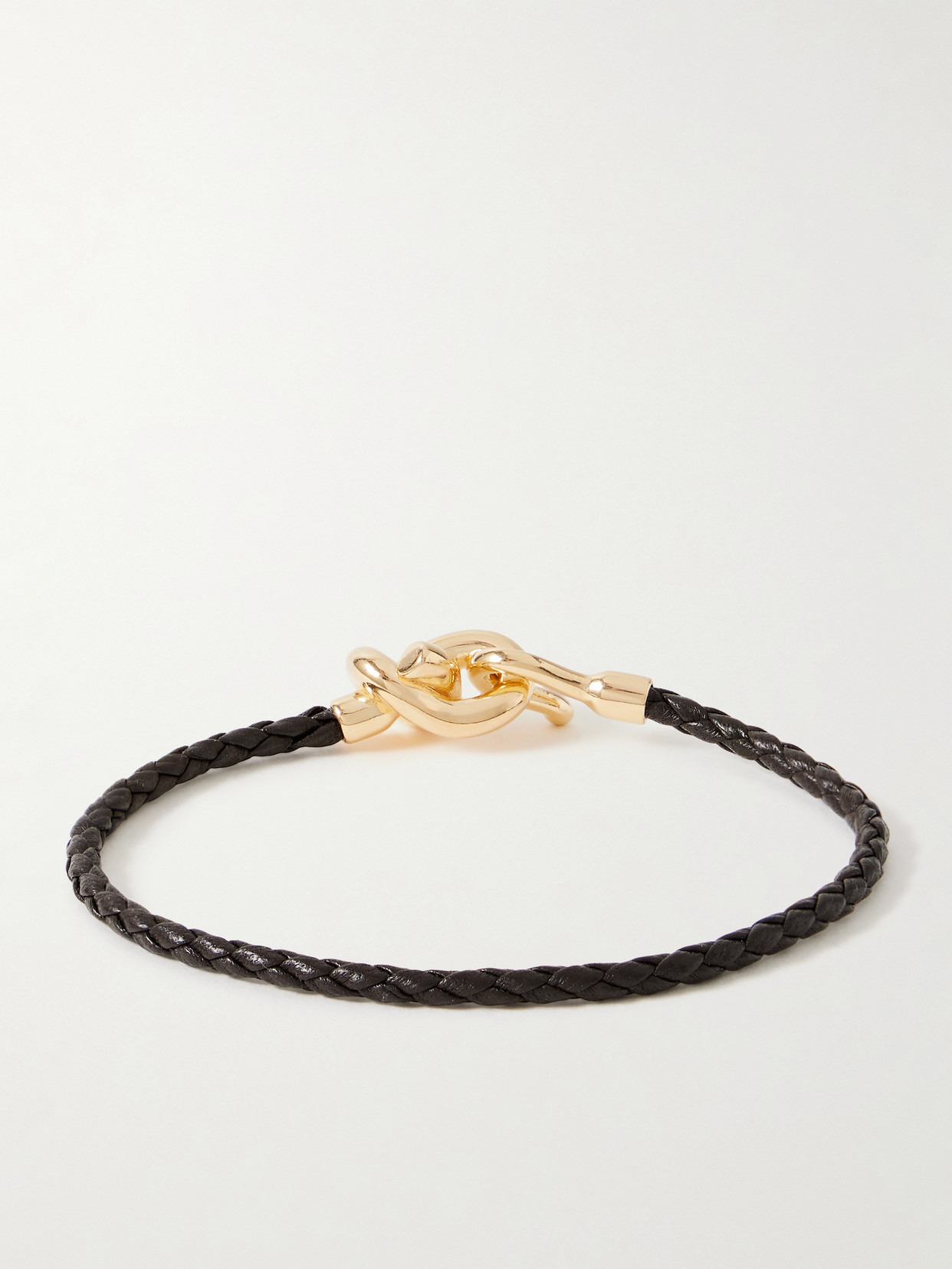 Knot Gold-plated And Intrecciato Leather Bracelet - 3