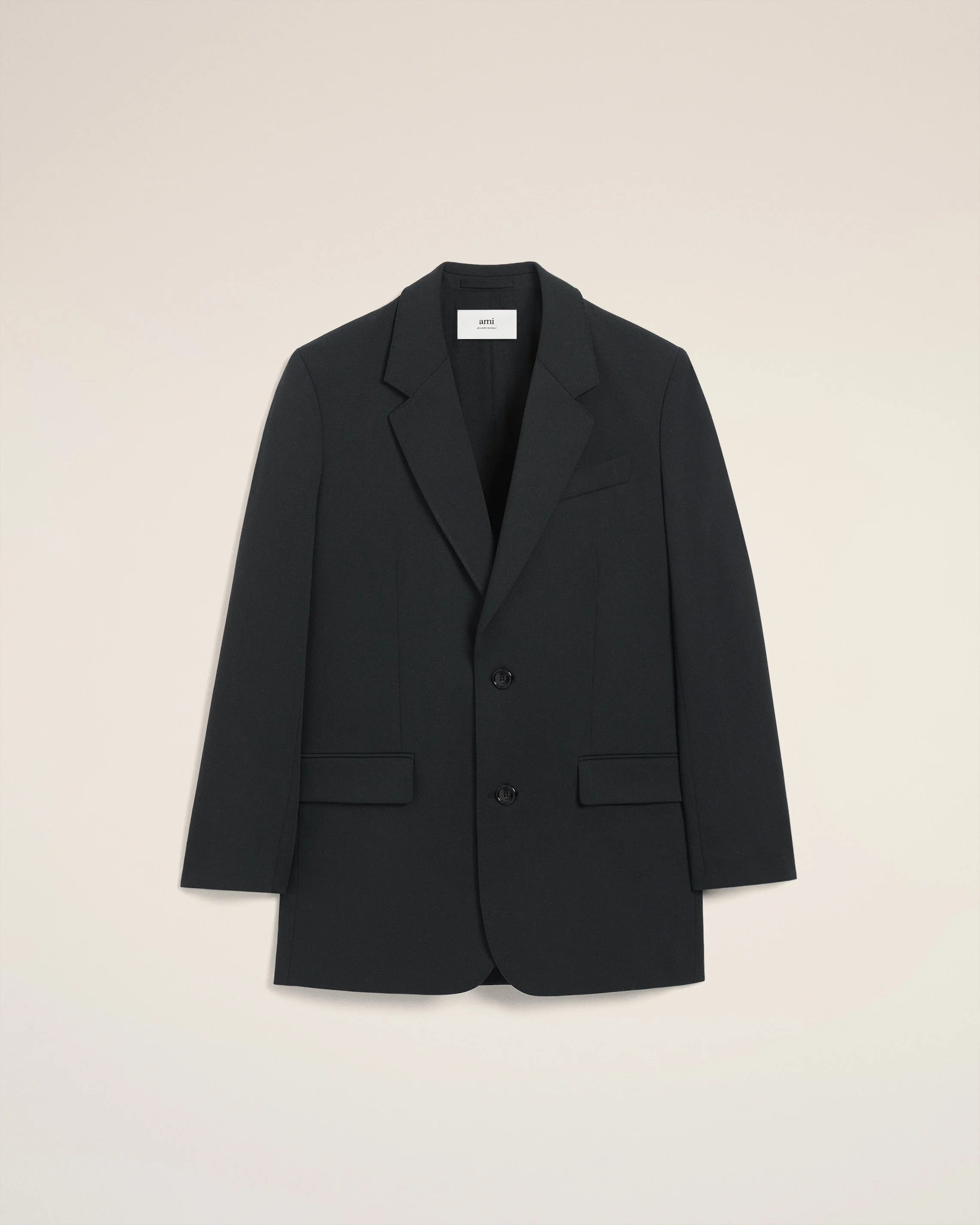 BLACK WOOL LOOSE DOUBLE BREASTED JACKET - 1