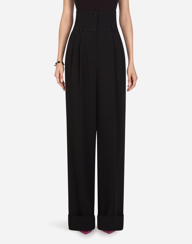 Cady fabric high-waisted flared pants - 1