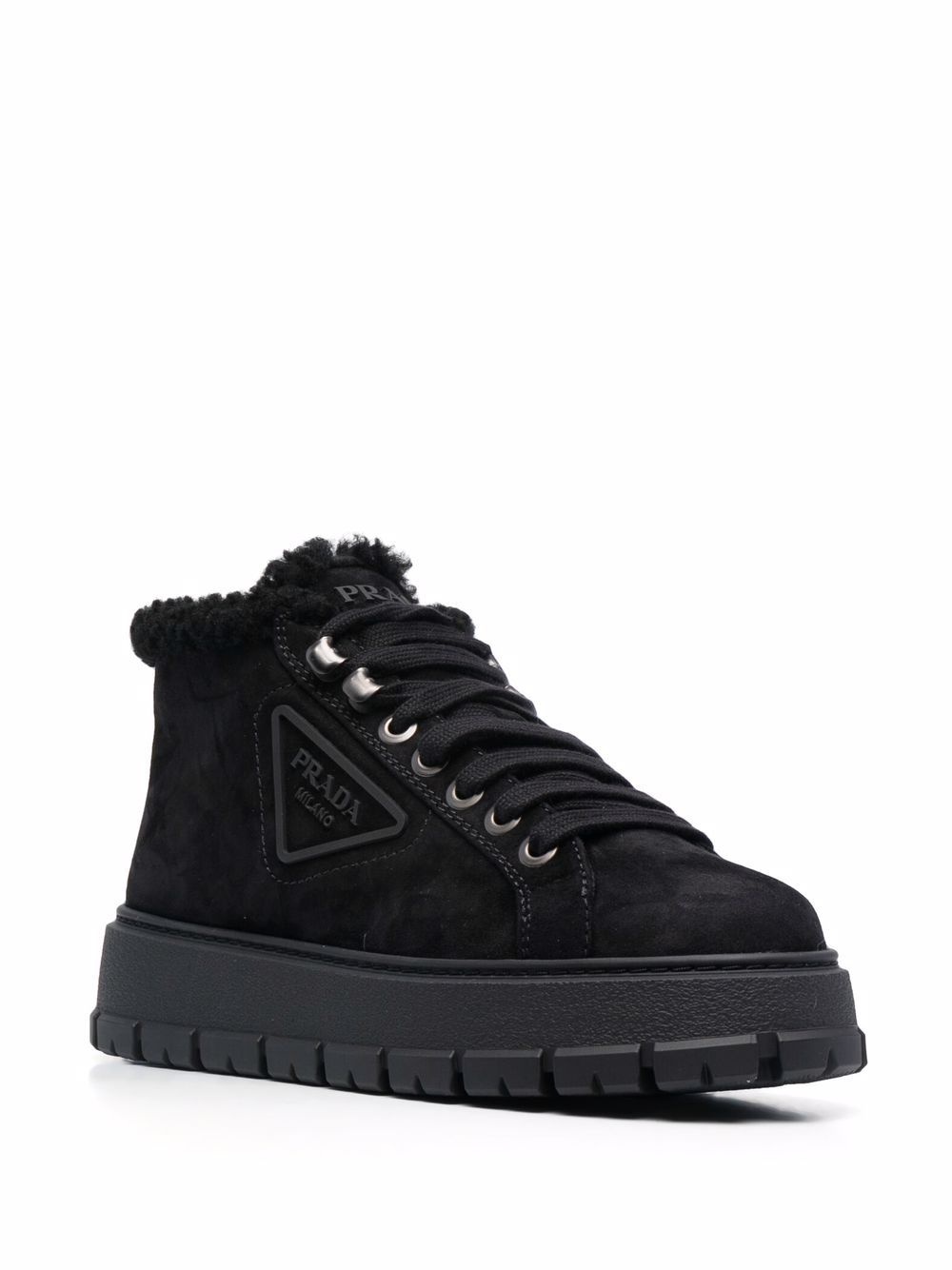 logo plaque shearling ankle boots - 2