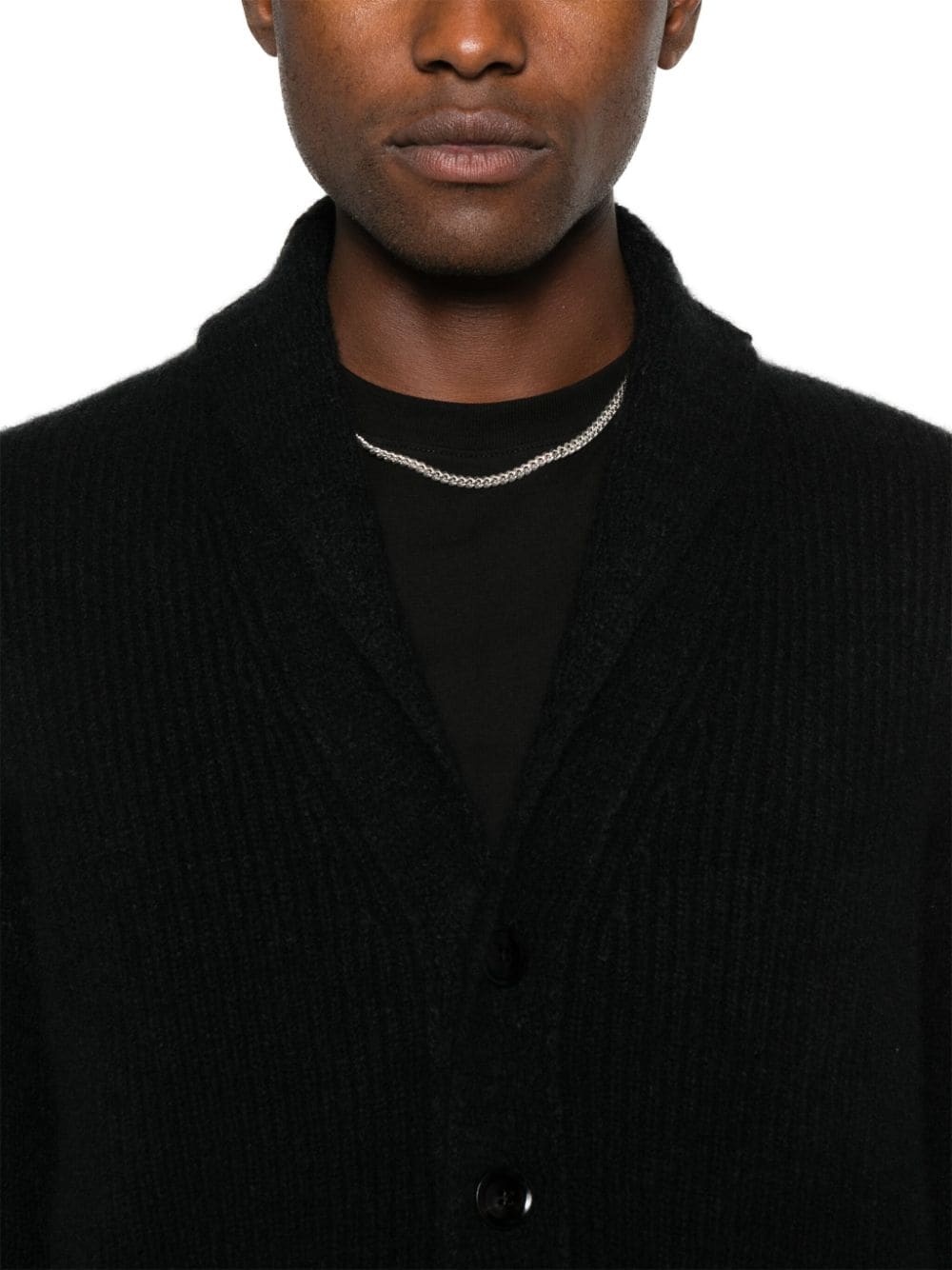 shawl-collar ribbed cardigan - 5
