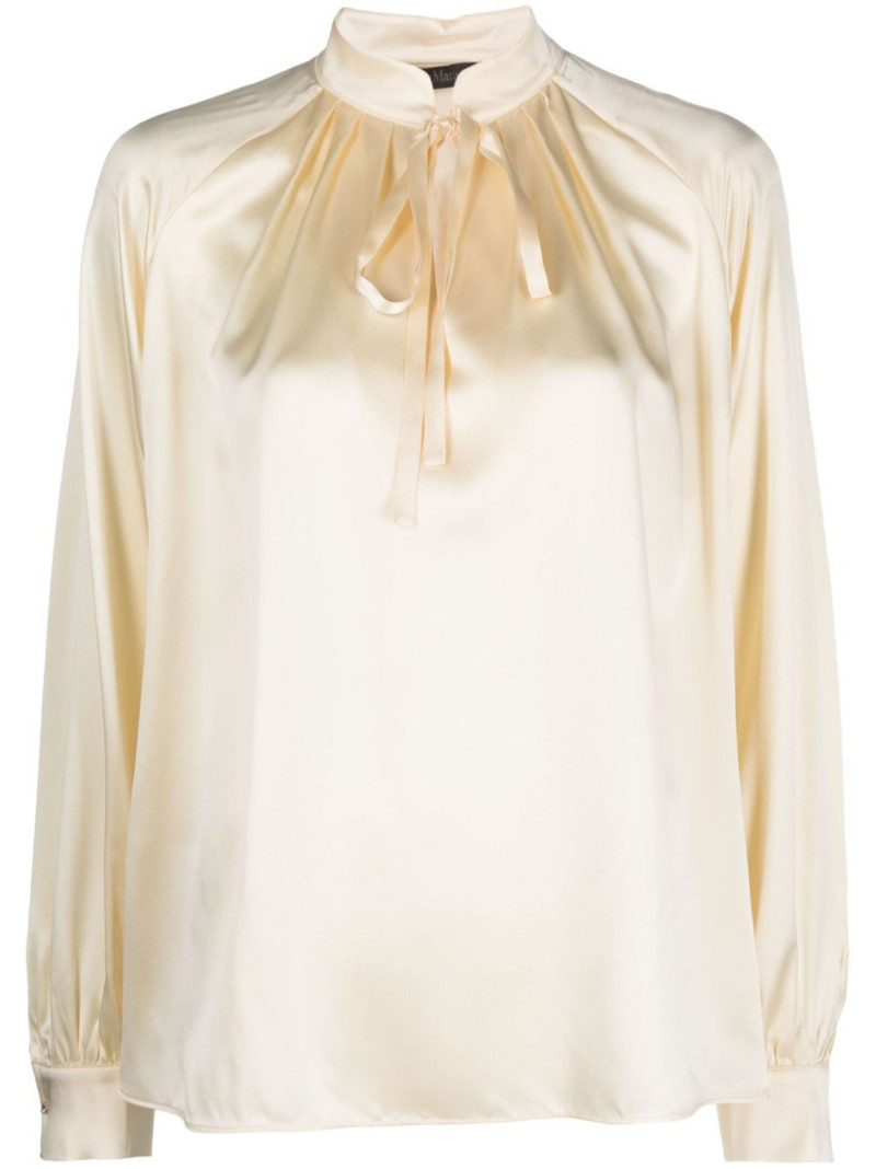 tie-fastening silk blouse 1