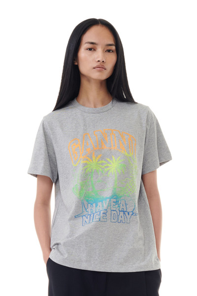 GANNI GREY BASIC JERSEY HOLIDAY RELAXED T-SHIRT outlook