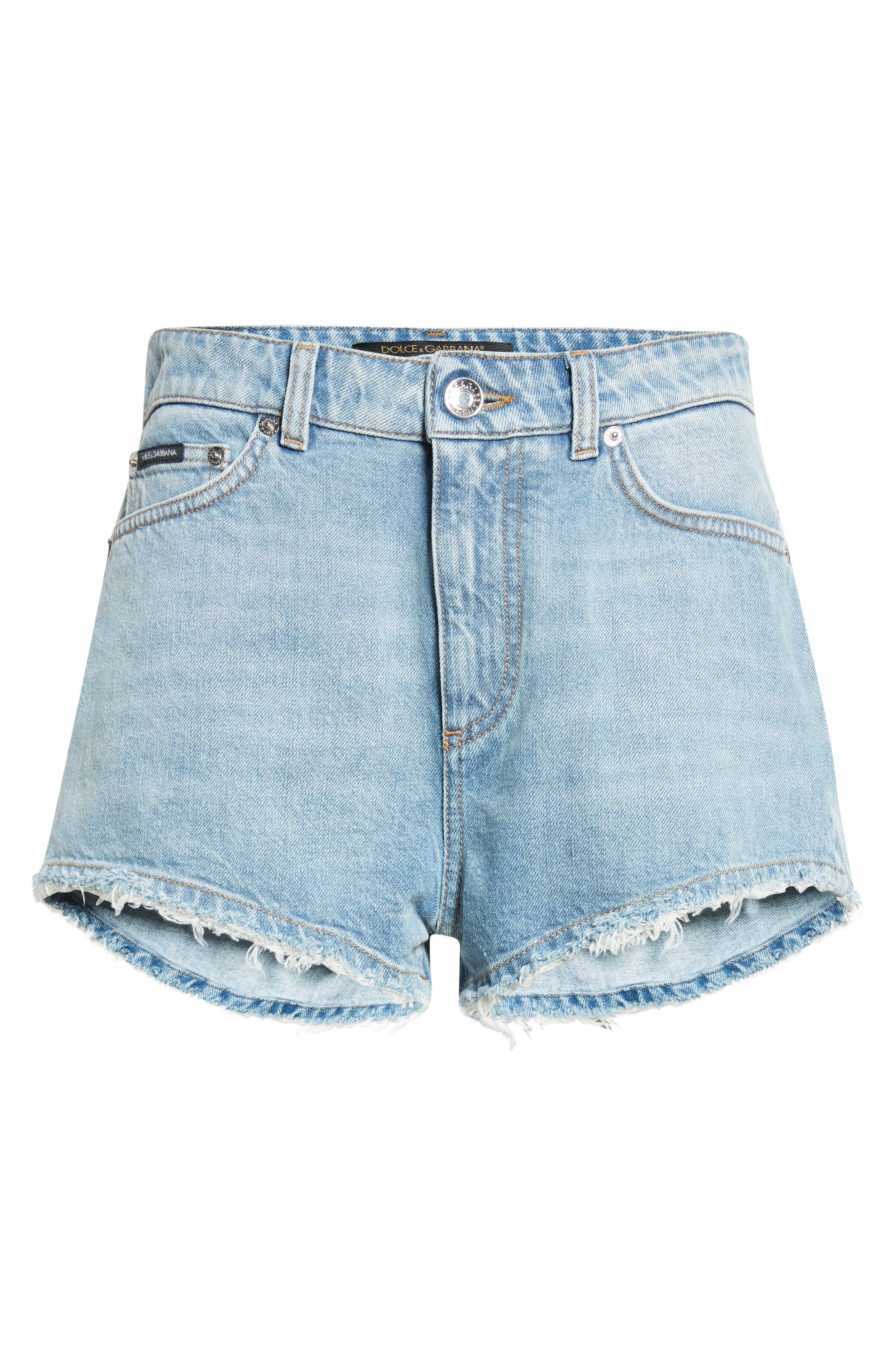Dolce&Gabbana Frayed Hem Denim Shorts in S9001 Blue at Nordstrom - 6