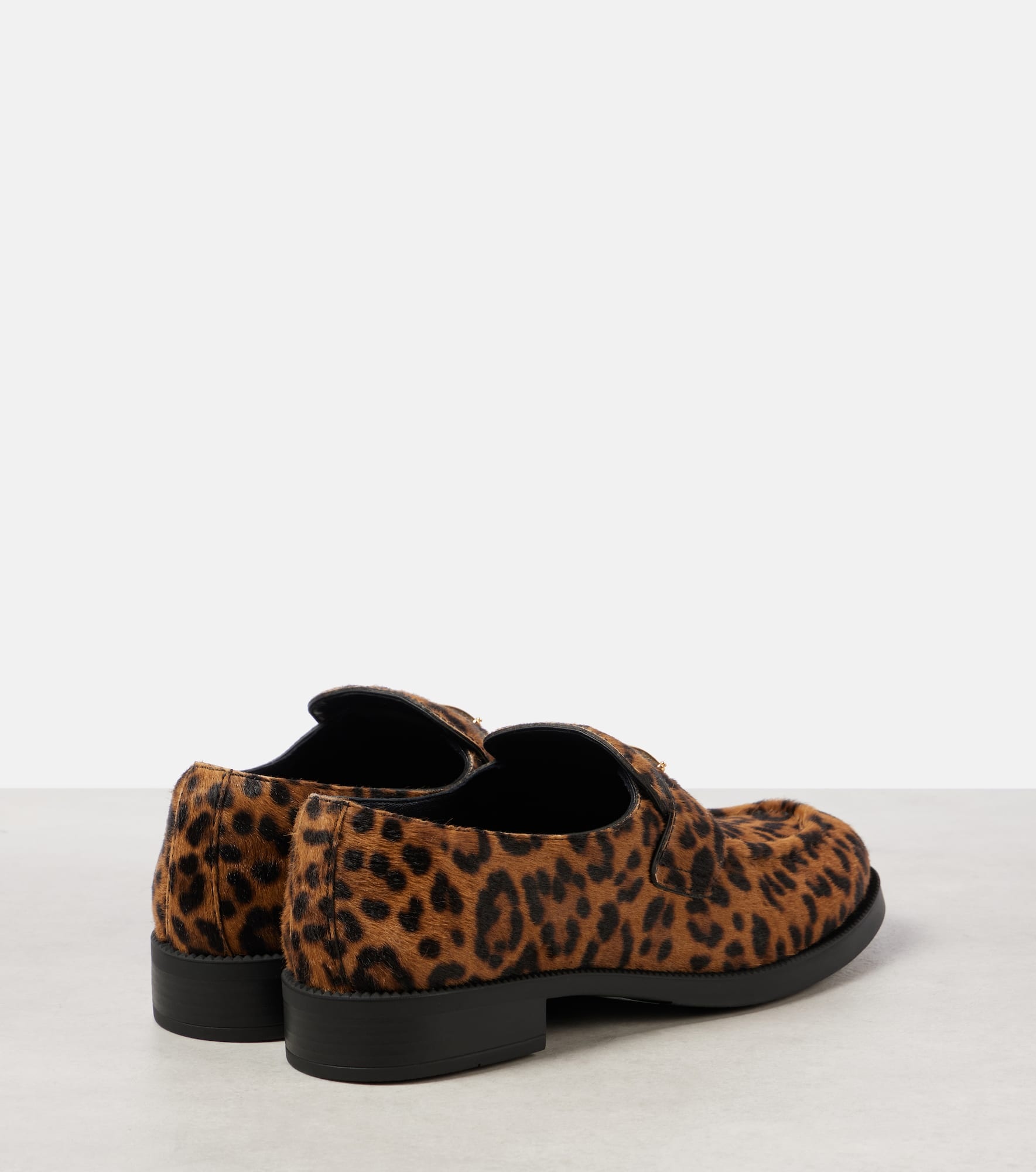 Logo leopard-print calf hair loafers - 3