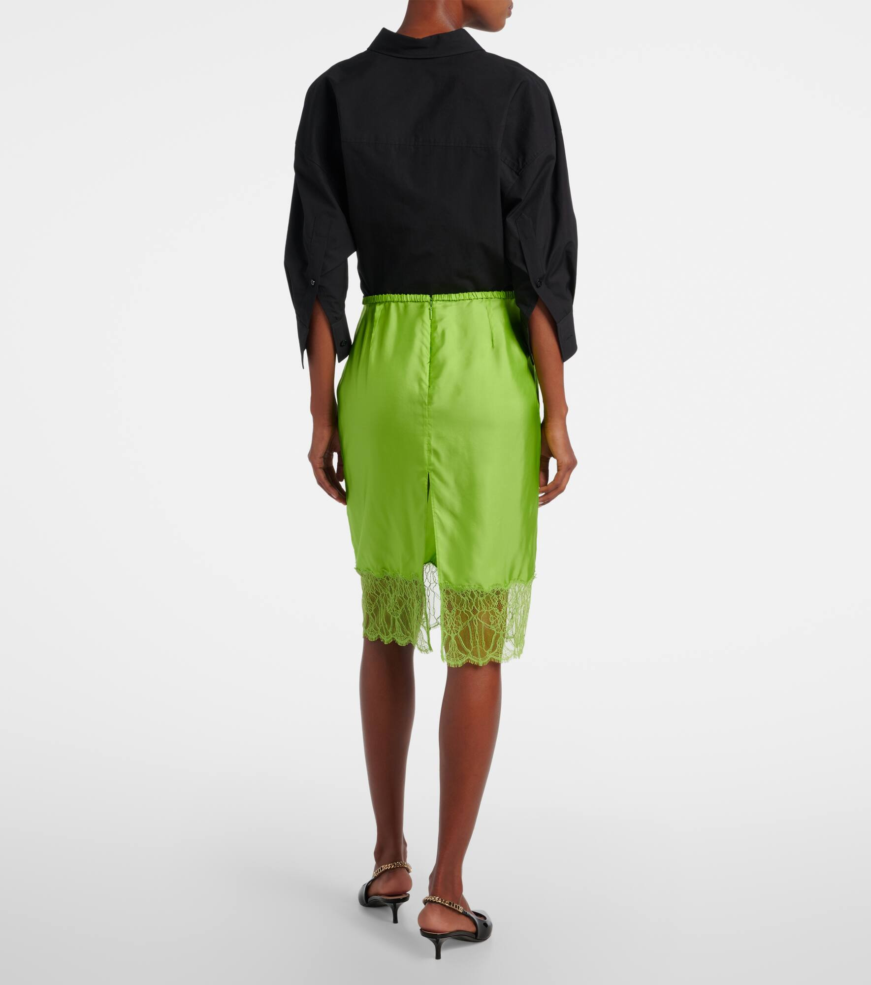 Lace-trimmed midi skirt - 3