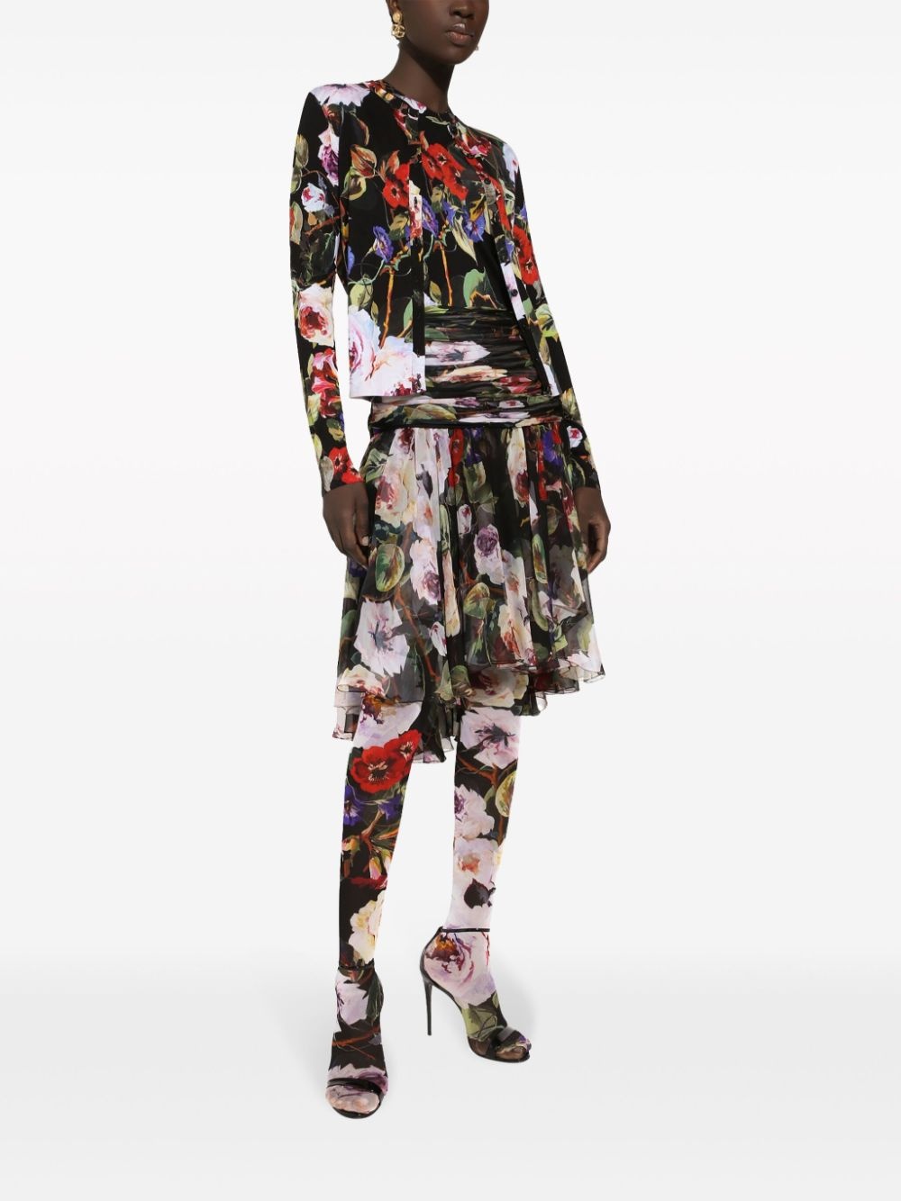 floral-print silk cardigan - 2