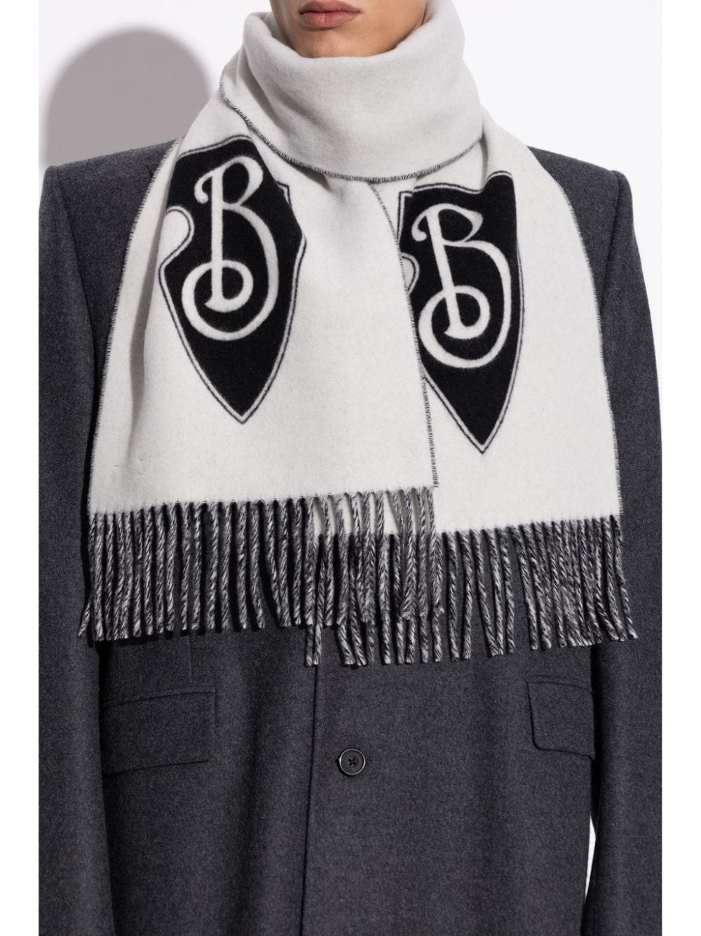 B Shield Wool Cashmere Blend Scarf - 2