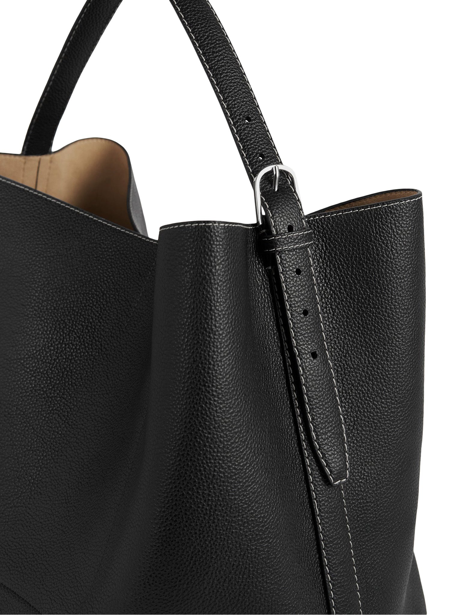 BELTED TOTE BLACK GRAIN - 6