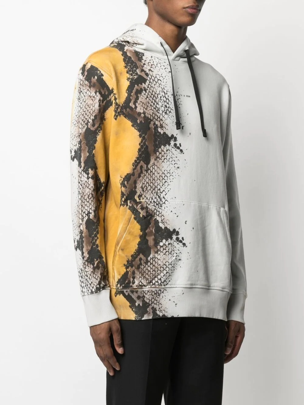 snakeskin-print cotton hoodie - 3