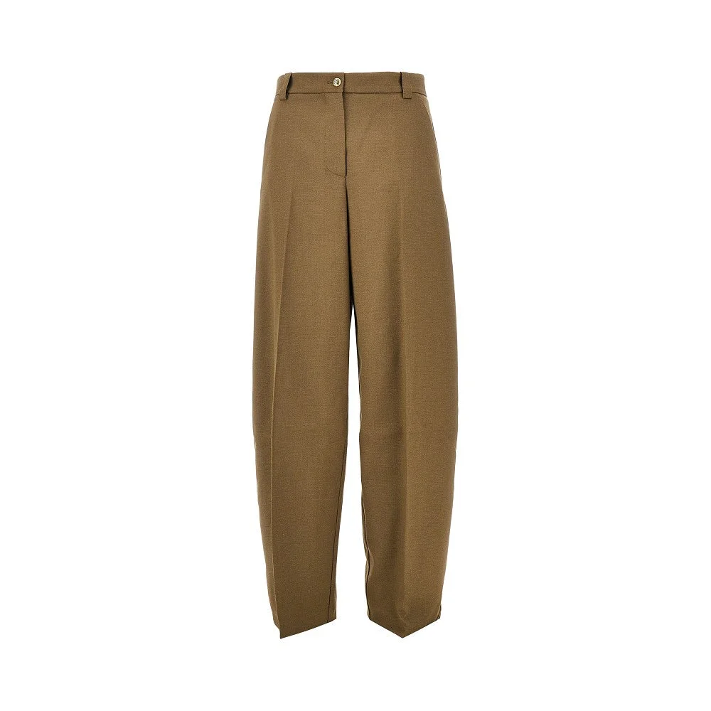 WOOL-BLEND BARREL LEG PANTS - 1