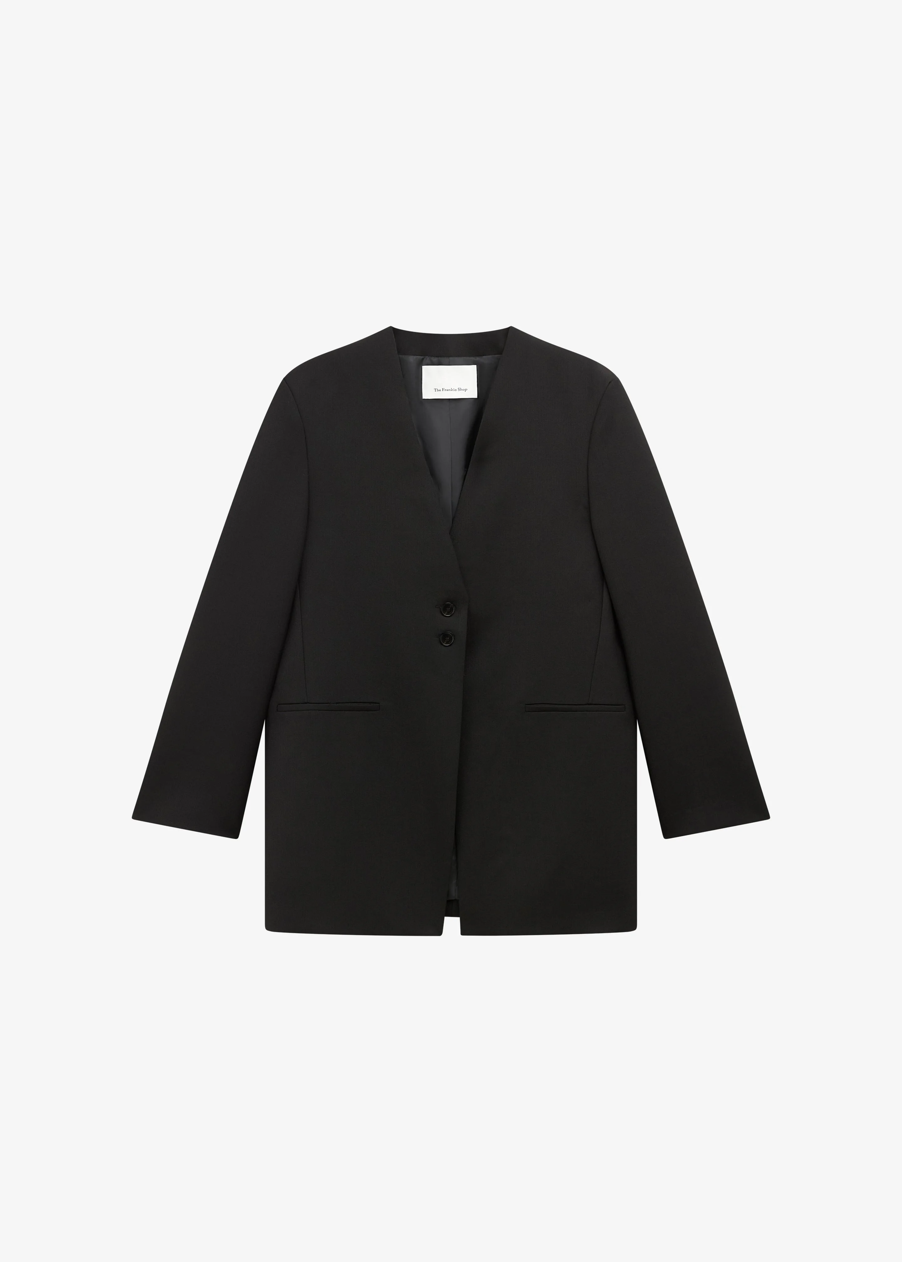 Winsen Collarless Blazer - Black - 1