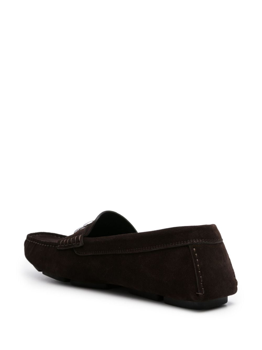 logo-plaque suede loafers - 3