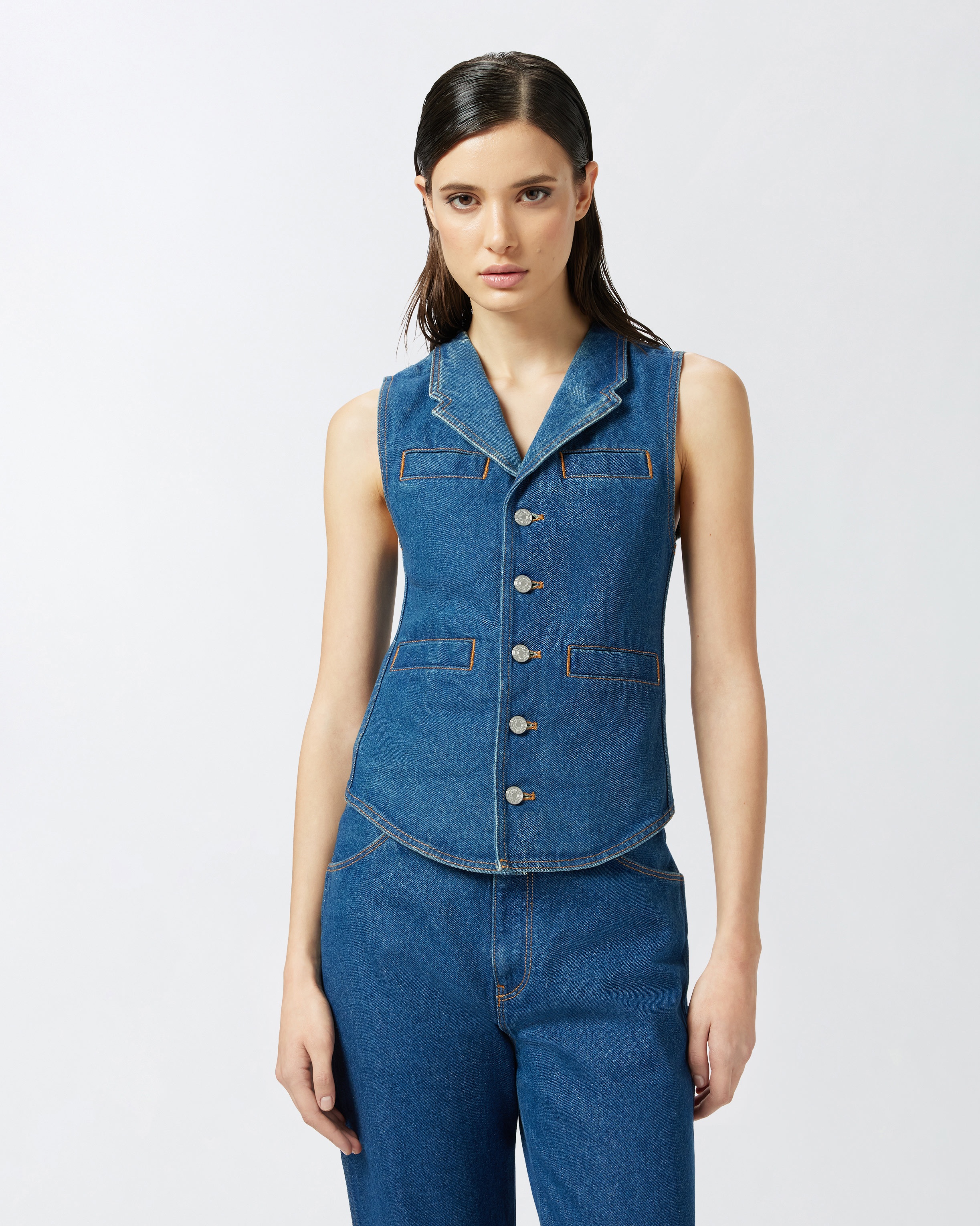 REIMAGINE BY PINKO X PATRICK MCDOWELL SLIM-FITTING DENIM WAISTCOAT - 2