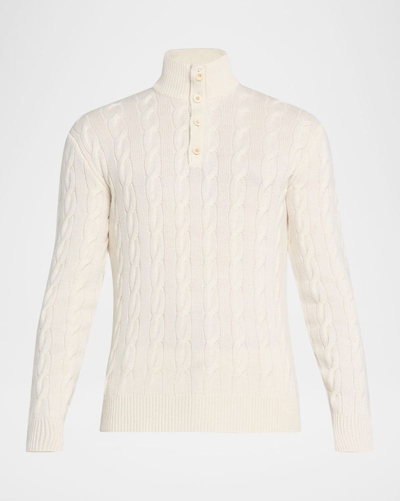Men's Cable-Knit Cashmere Mockneck Sweater 1