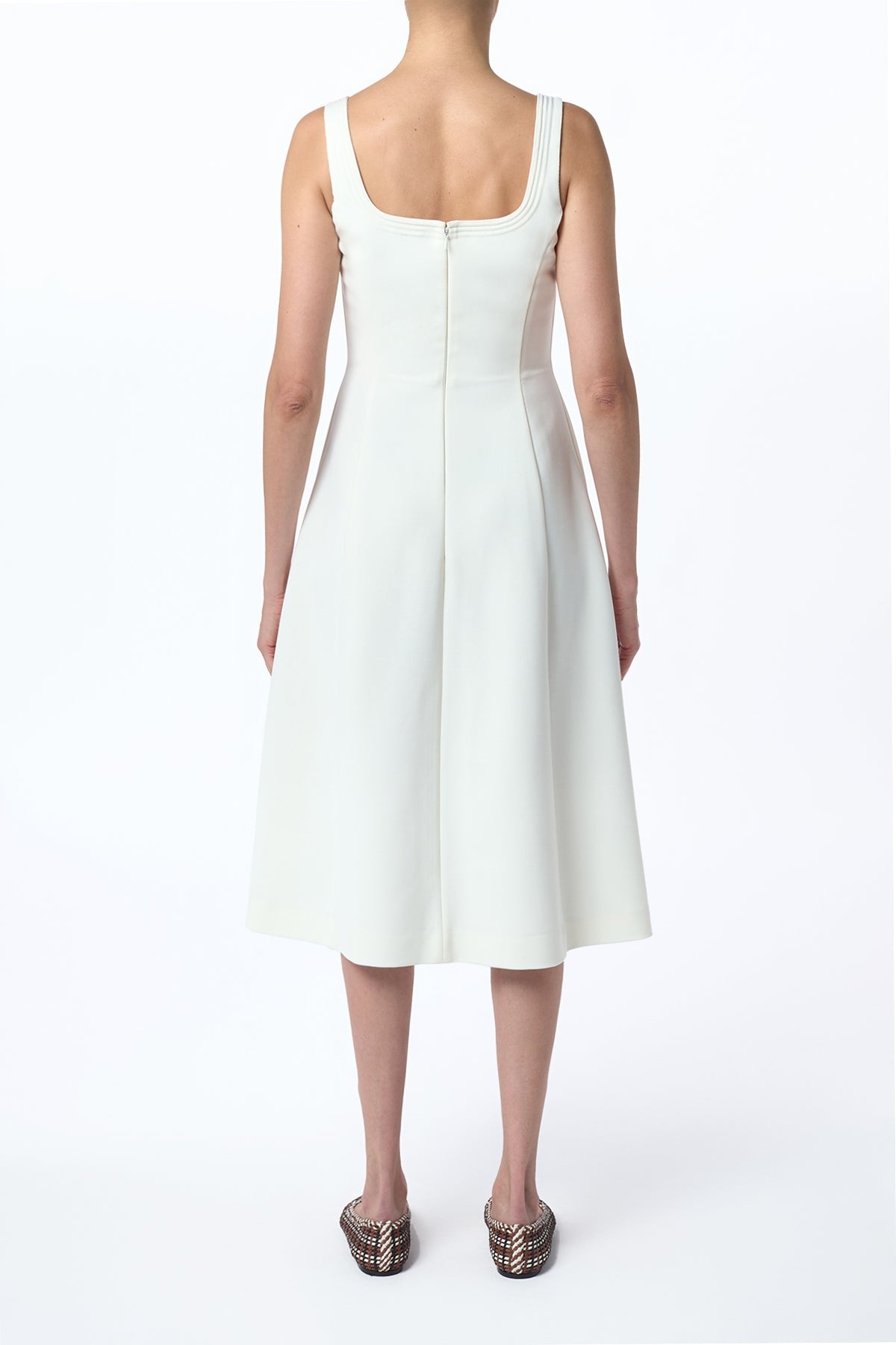 Adaline Midi Dress in Ivory Soft Wool - 4