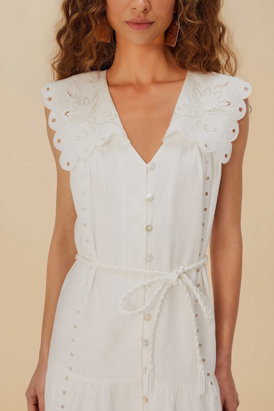 Off-White Sleeveless Euroflax™ Premium Linen Maxi Dress - 3