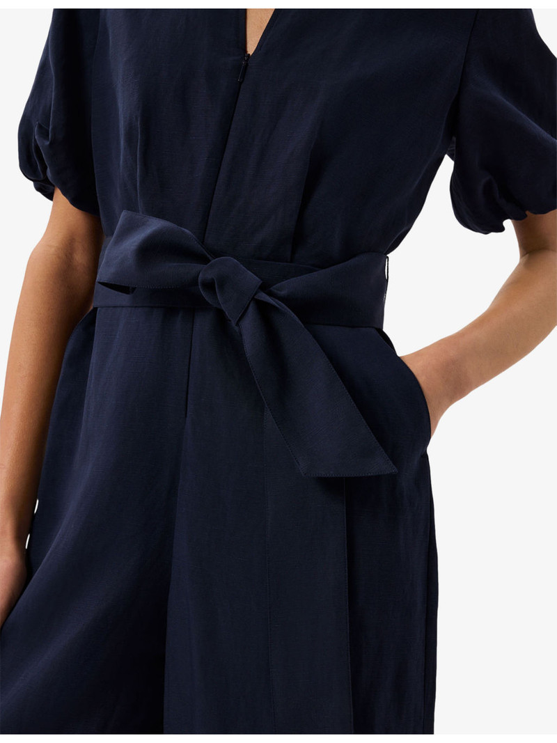 V-Neck Tie-Waist Linen-Blend Jumpsuit 5