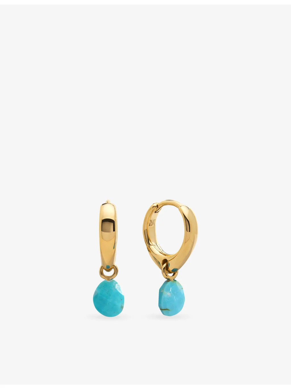 Nura 18ct Yellow Gold Vermeil And Turquoise Drop Huggies - 1