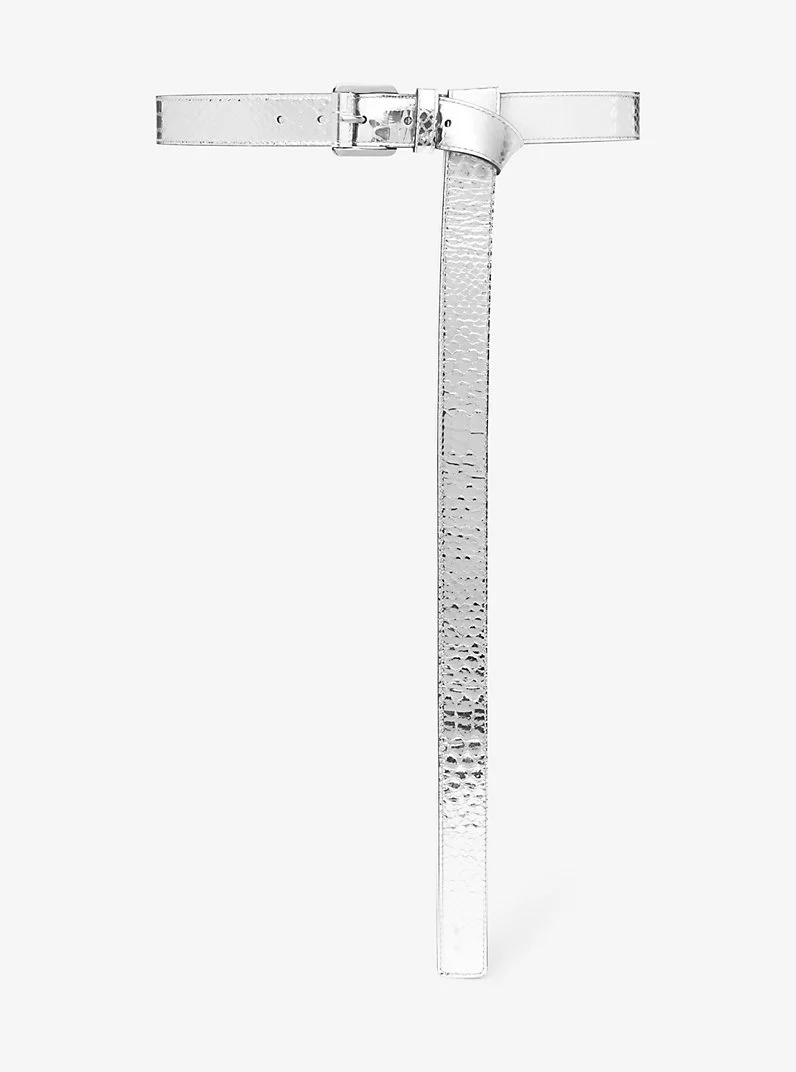 Jodi Metallic Python Embossed Leather Belt - 1