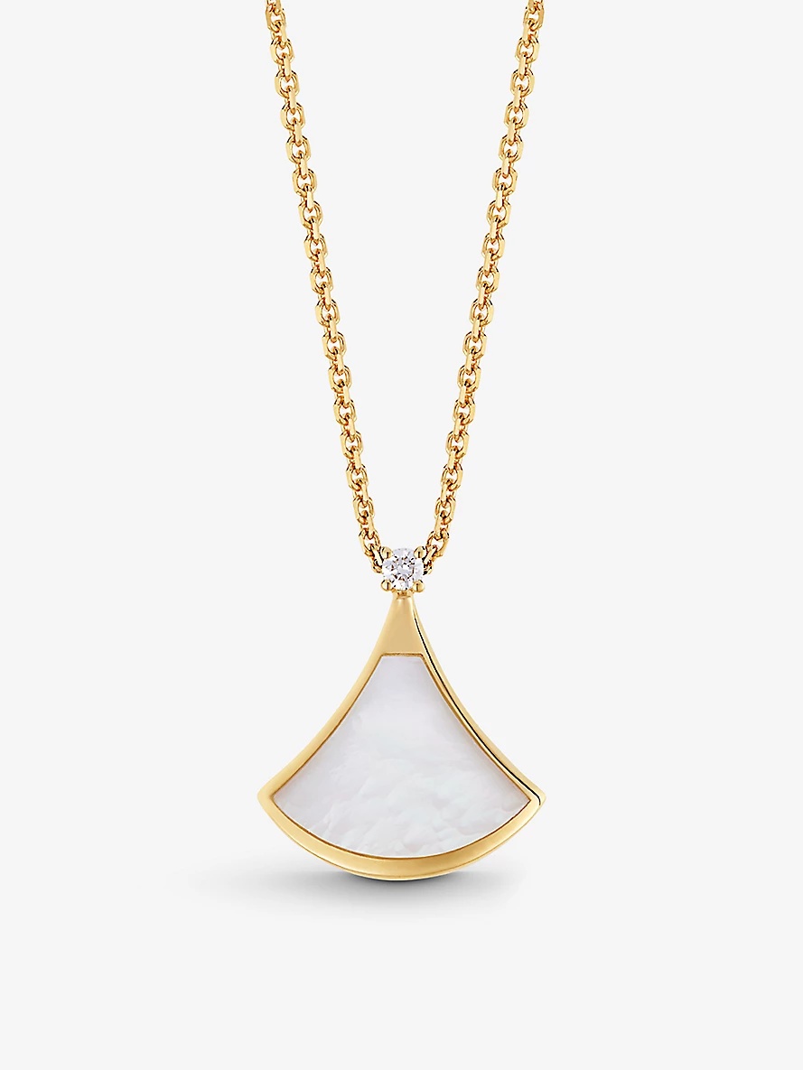 Divas' Dream 18ct yellow gold, mother-of-pearl and 0.03ct diamond pendant necklace - 1