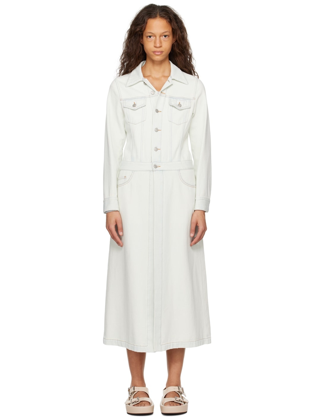 Blue Faded Denim Coat - 1