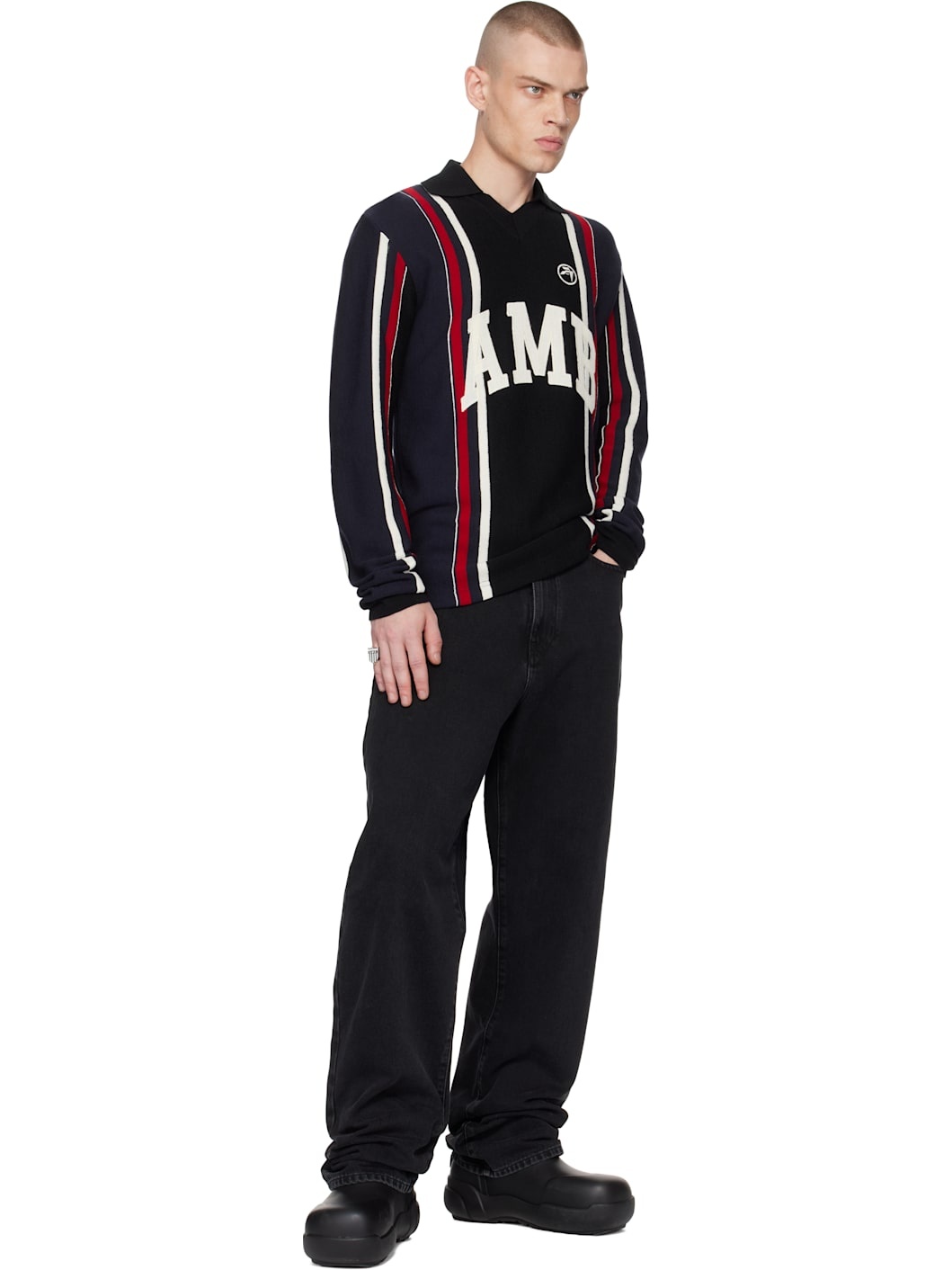 Multicolor Long Sleeve Embroidered Polo - 4
