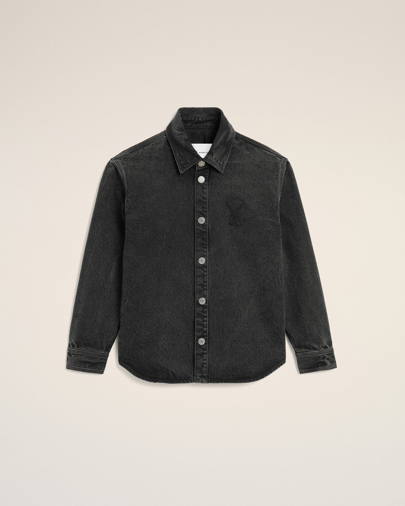 BLACK COTTON KNITTED AMI DE COEUR OVERSHIRT 1