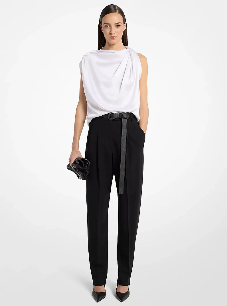 Draped Satin Blouse - 1