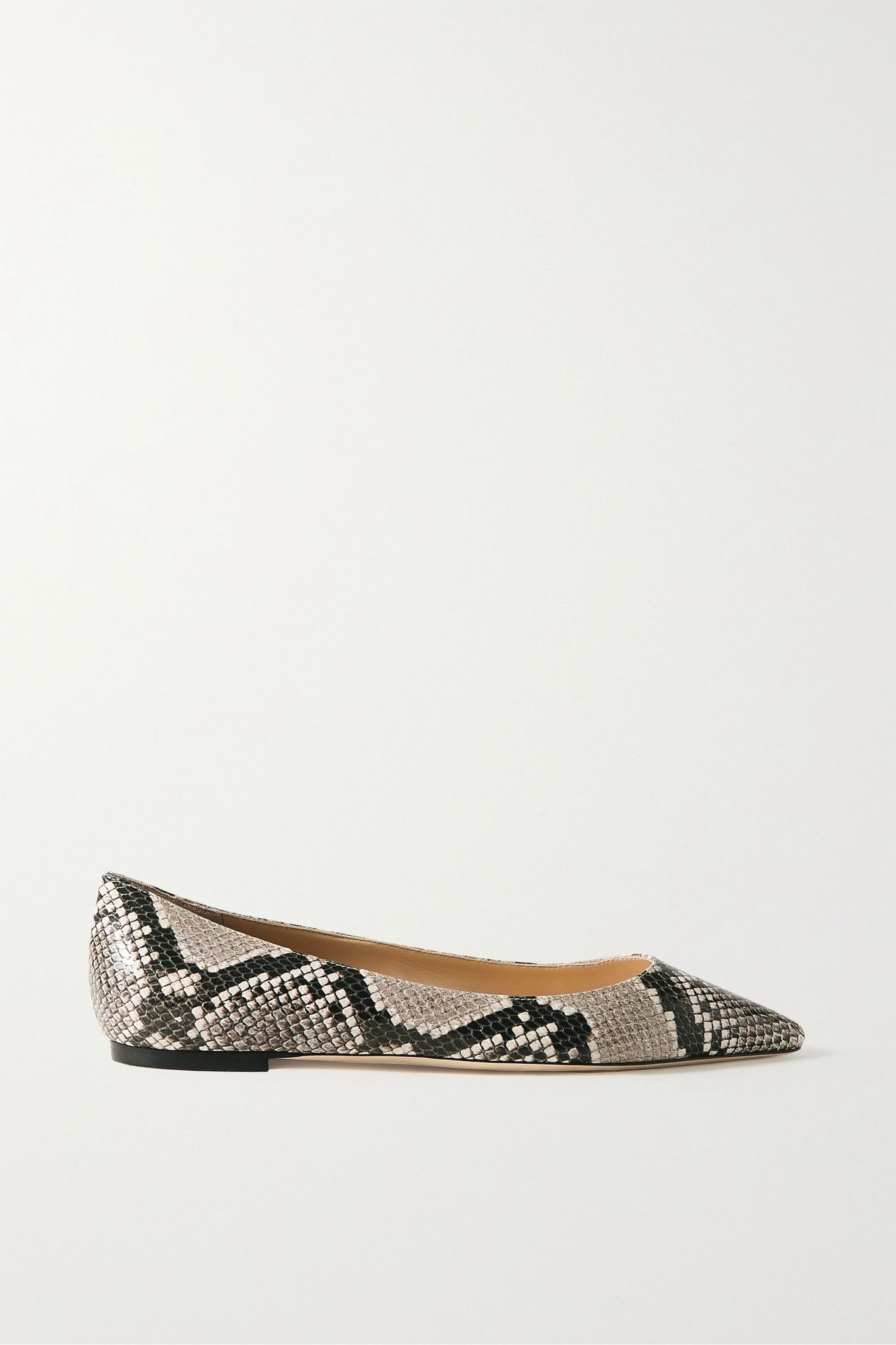 Romy snake-effect leather point-toe flats - 1