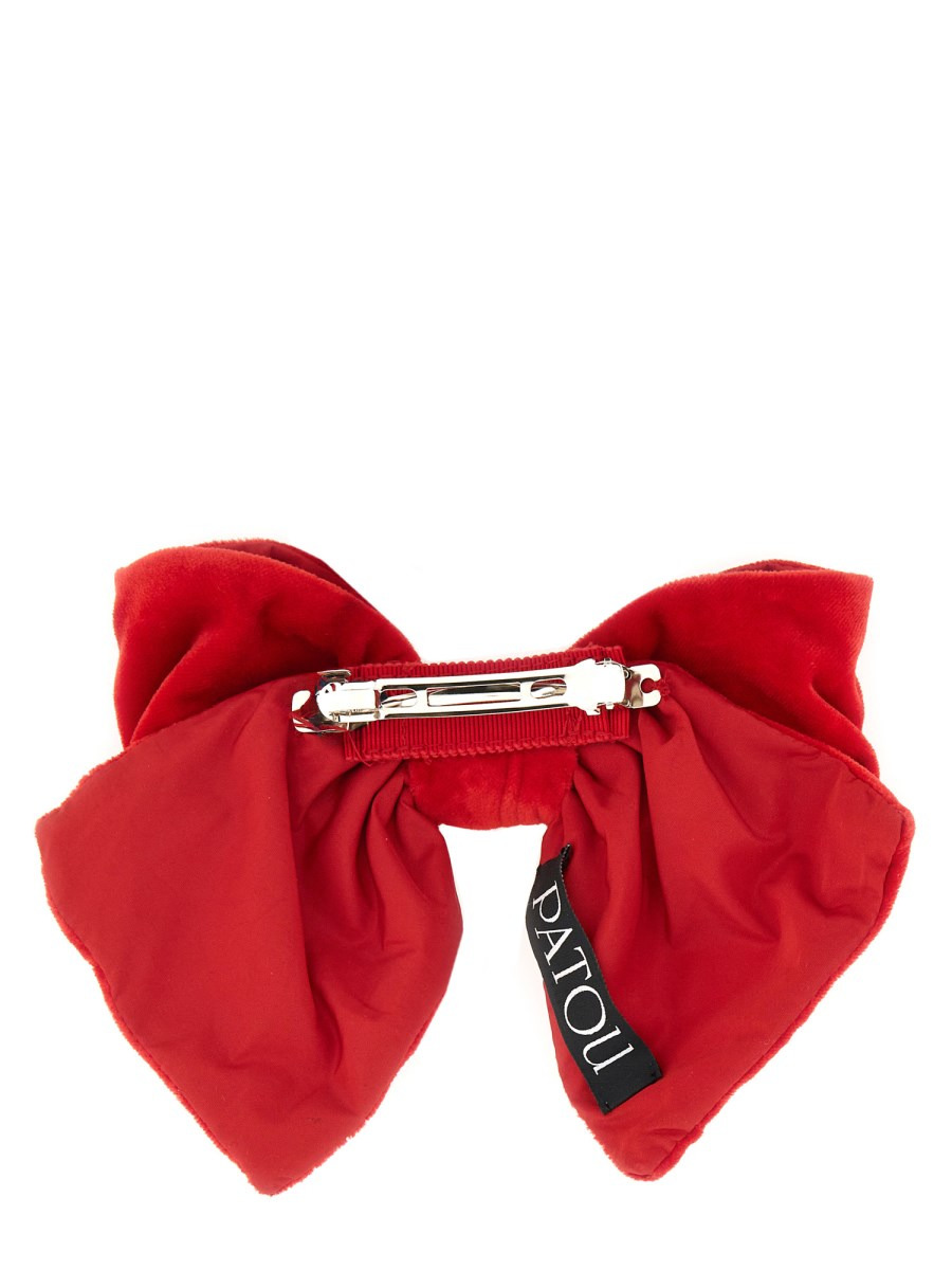 HAIR CLIP WITH COTTON VELVET BOW - 2