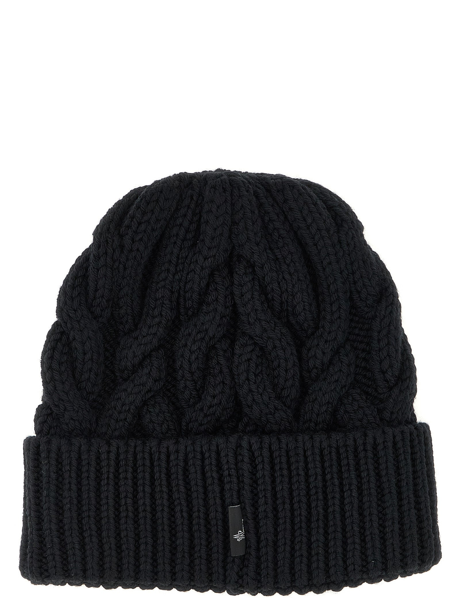 Braided Wool Beanie Hats Black - 2