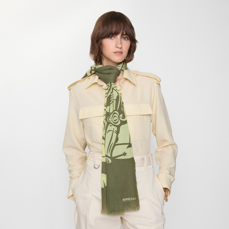 Burberry Wide EKD Wool Scarf outlook