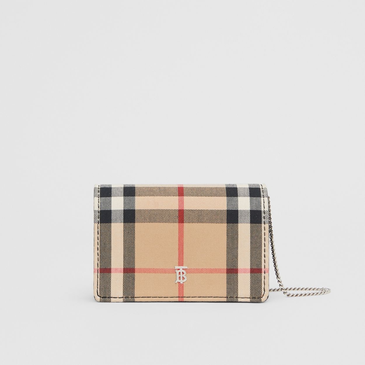 Vintage Check Card Case with Detachable Strap - 1