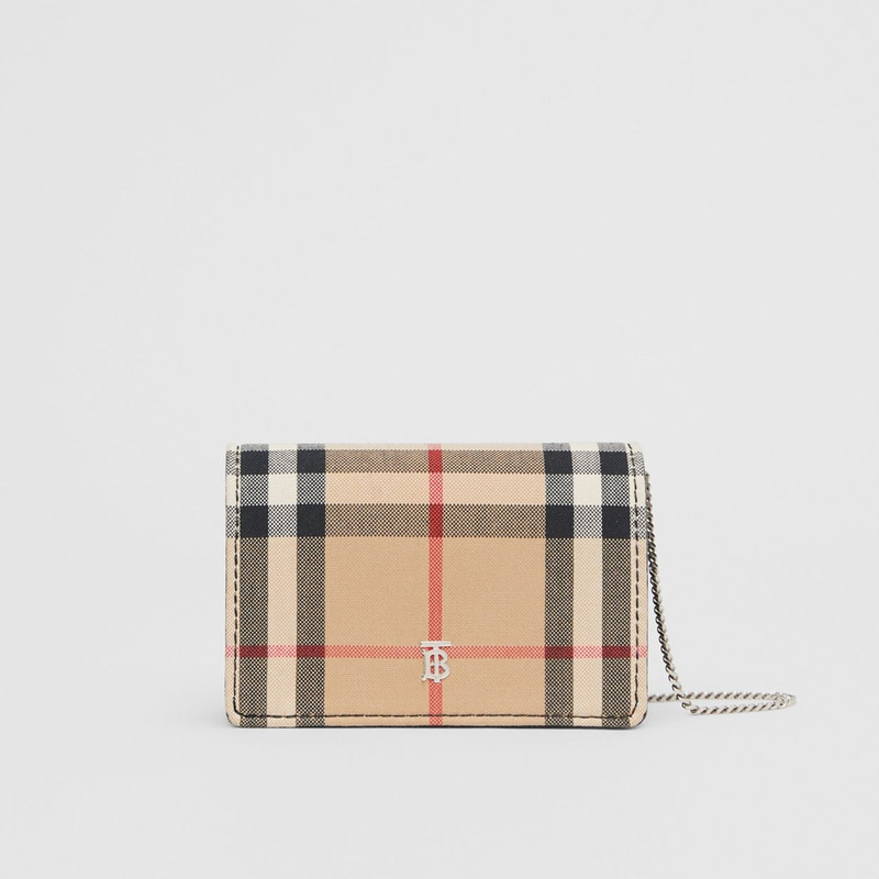 Vintage Check Card Case with Detachable Strap 1