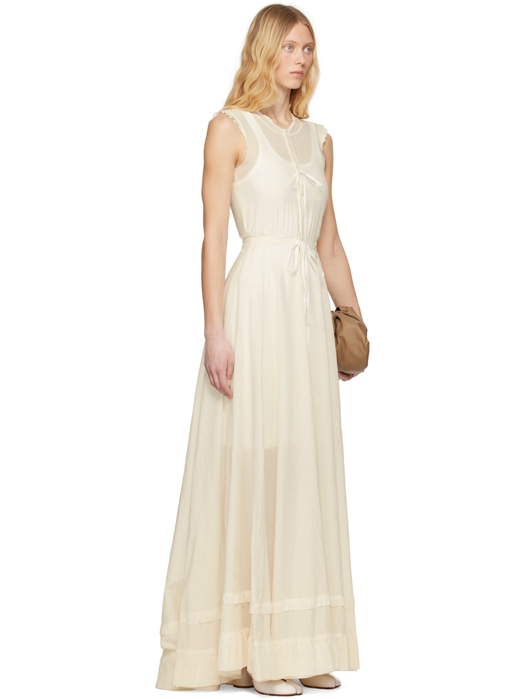 Off-White Cotton Voile Maxi Dress - 2