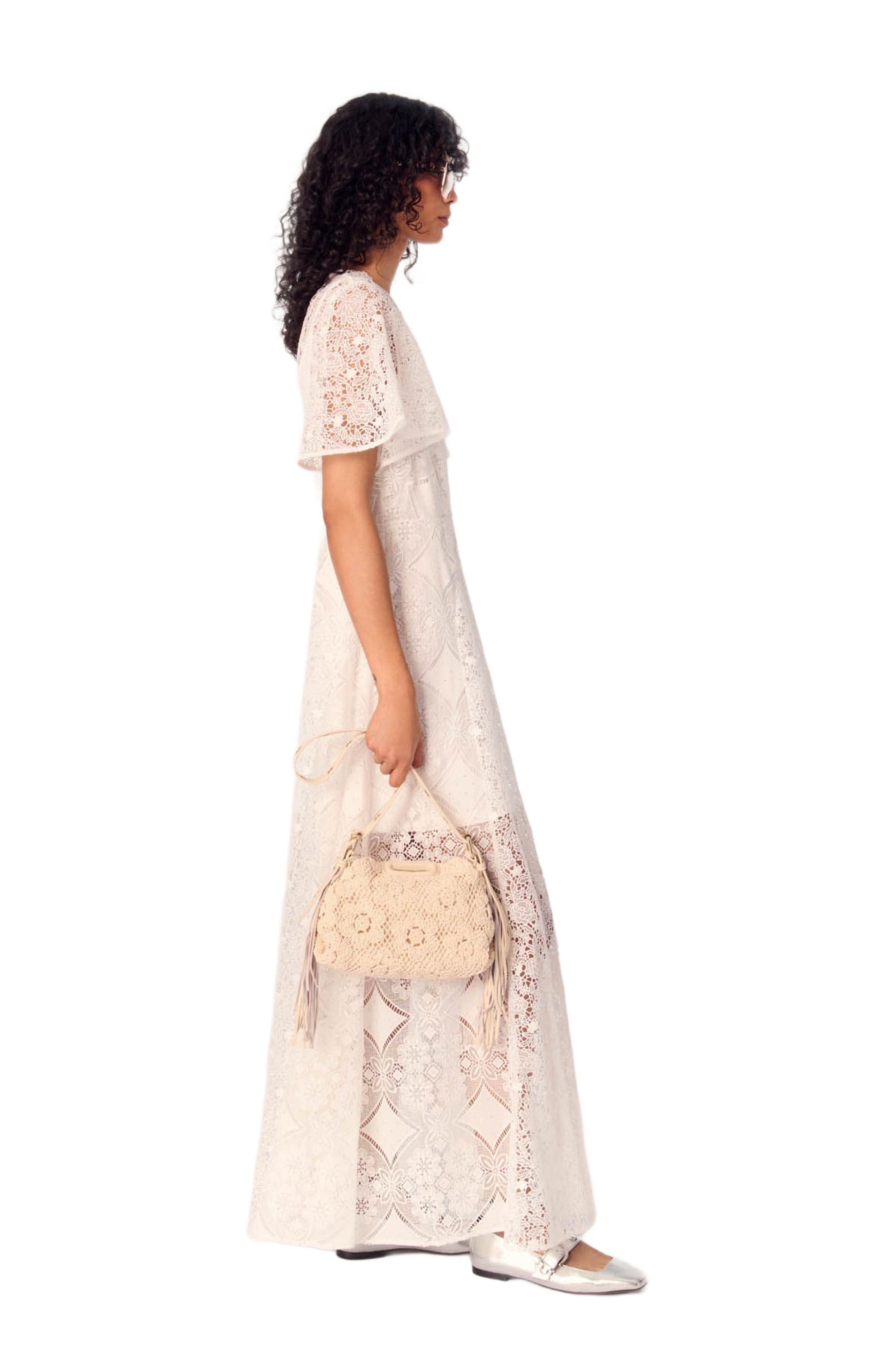maje Floral guipure maxi dress in White at Nordstrom - 2