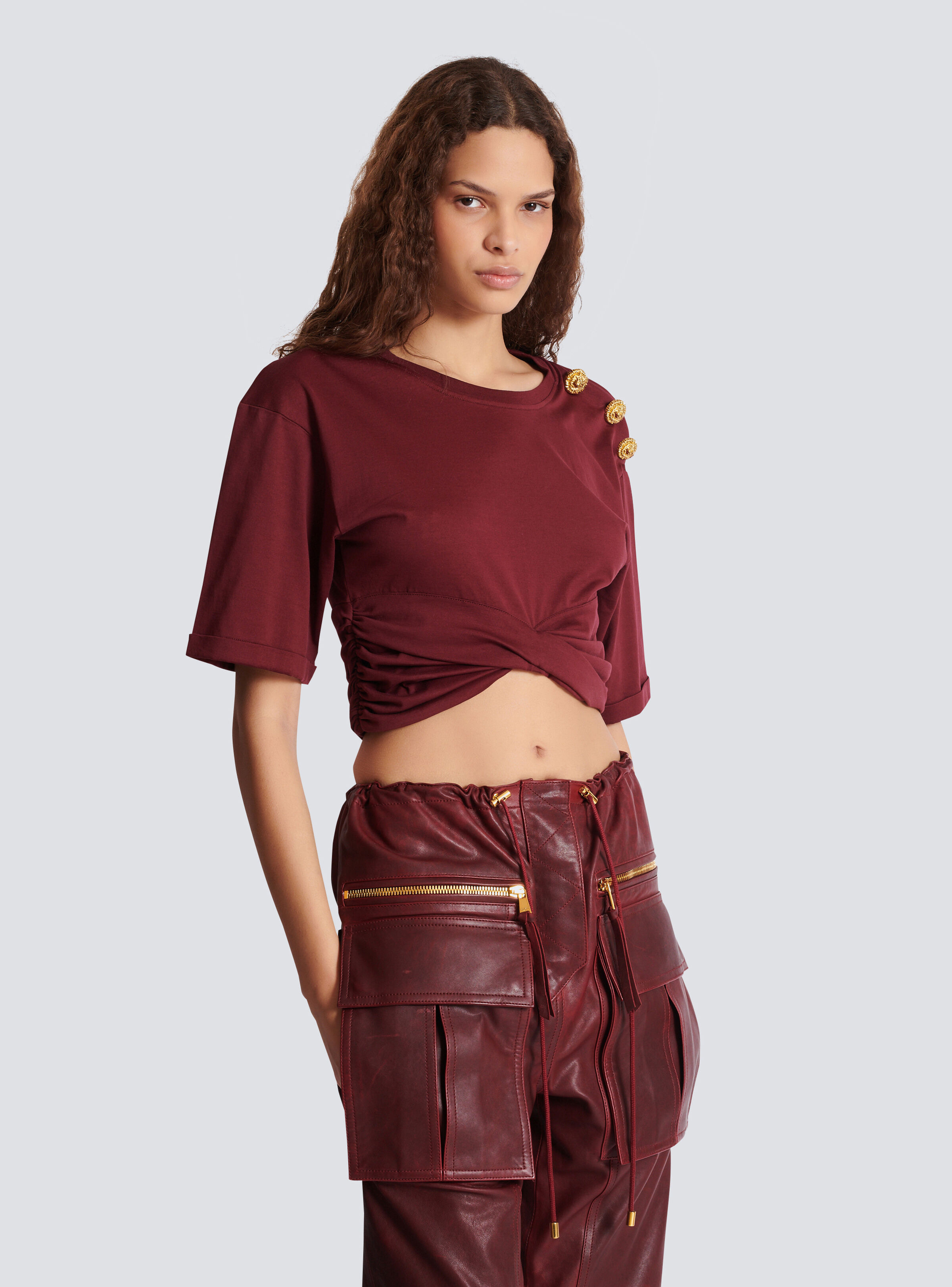 Cropped tie T-shirt - 7