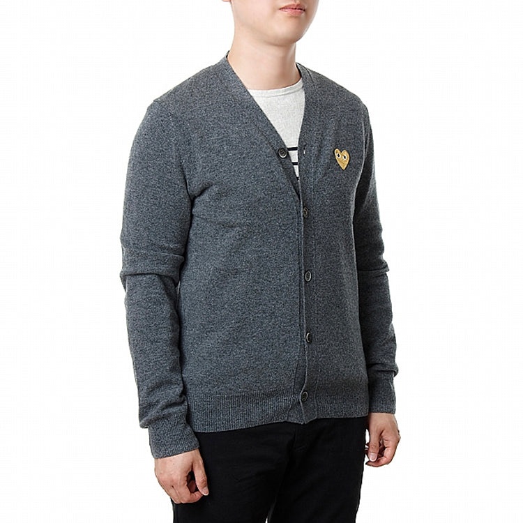 COMME des GARCONS PLAY Kint Cardigan Gold Emblem 'Grey' AZ-N050-051-3 - 5