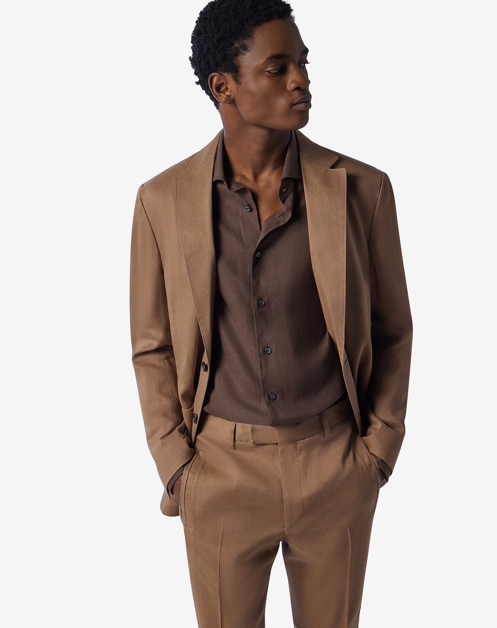 Beige linen, wool and mohair jacket - 4