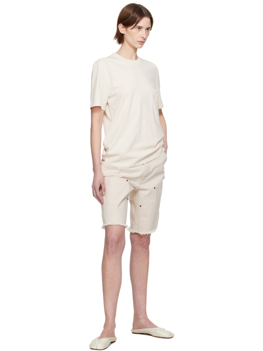 Three-Pack Beige Cotton T-shirts - 6