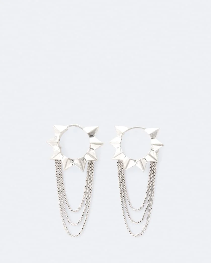 SPIKE CHAIN-EMBELLISHED HUGGIE EARRINGS - 1