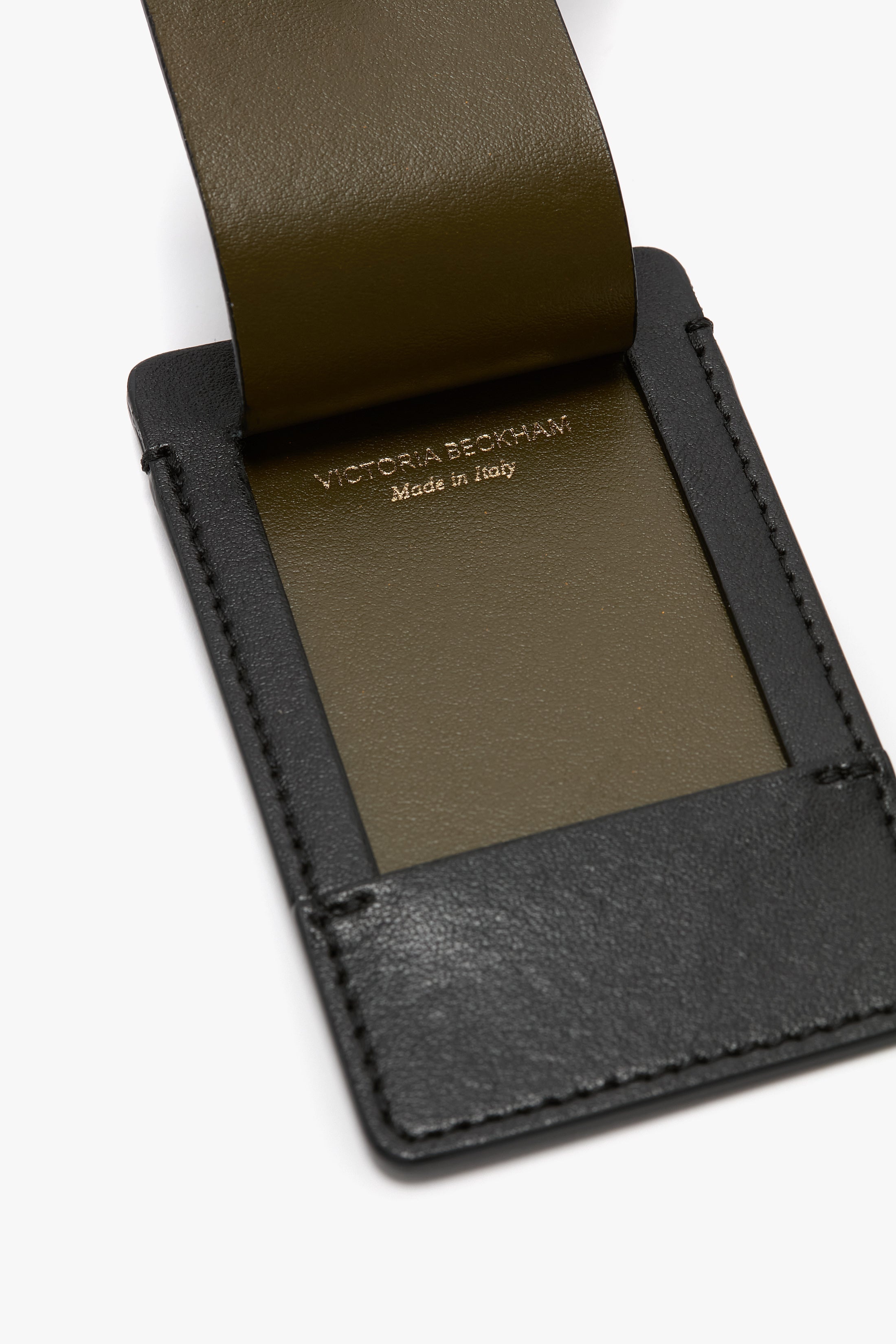 Luggage Tag In Black Smooth Leather - 3