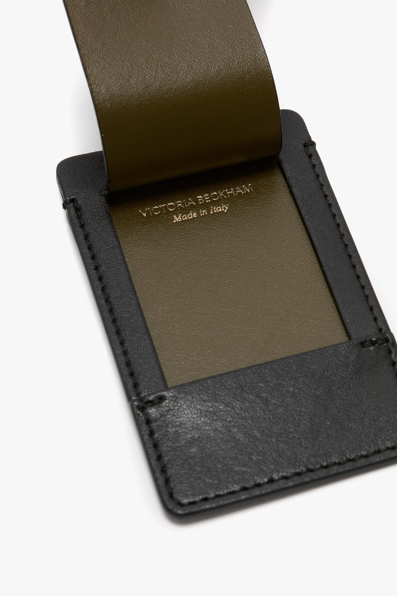 Luggage Tag In Black Smooth Leather 3