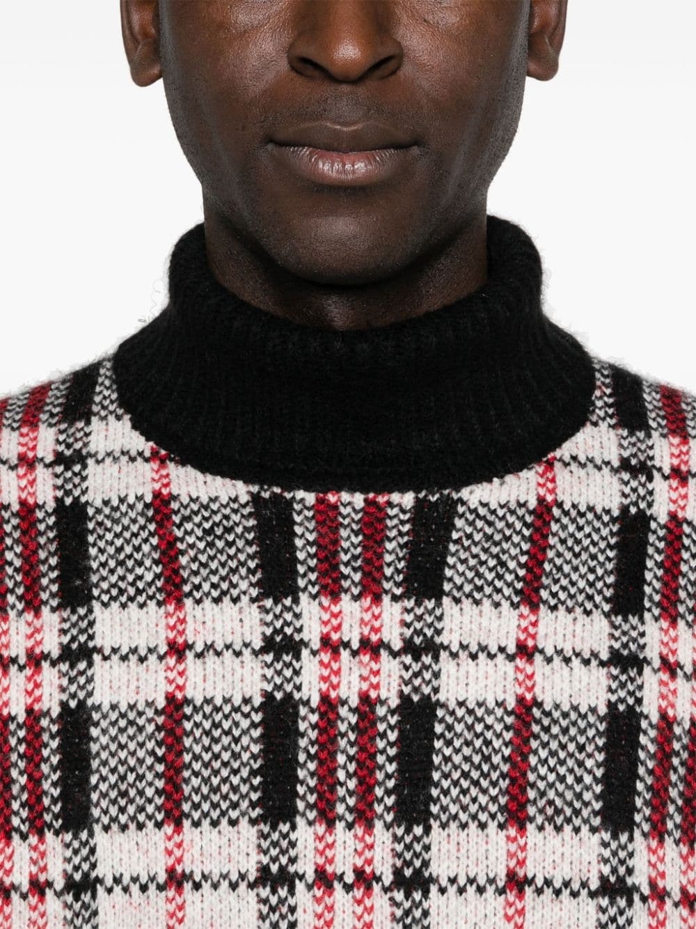 brushed plaid-check sweater - 5