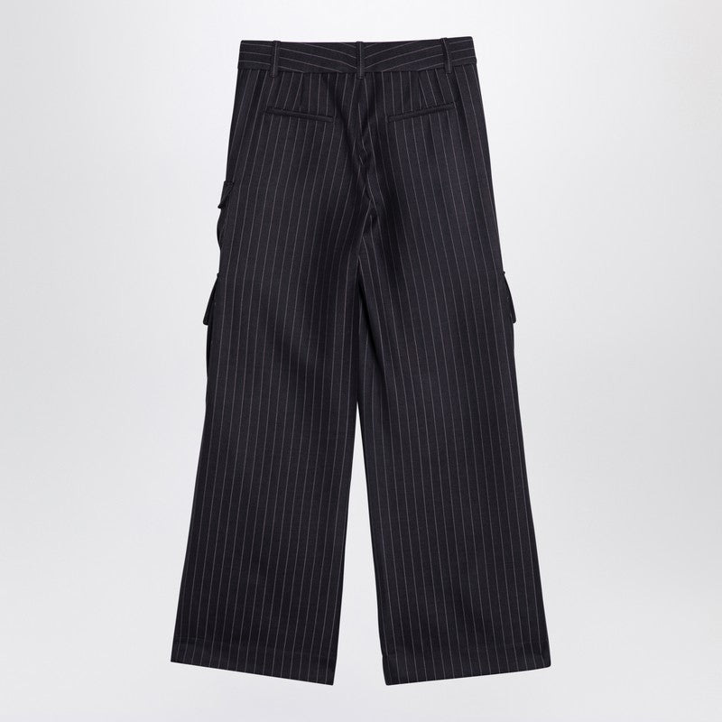 Off-White Wide Grey Pinstripe Cargo Trousers Women - 2
