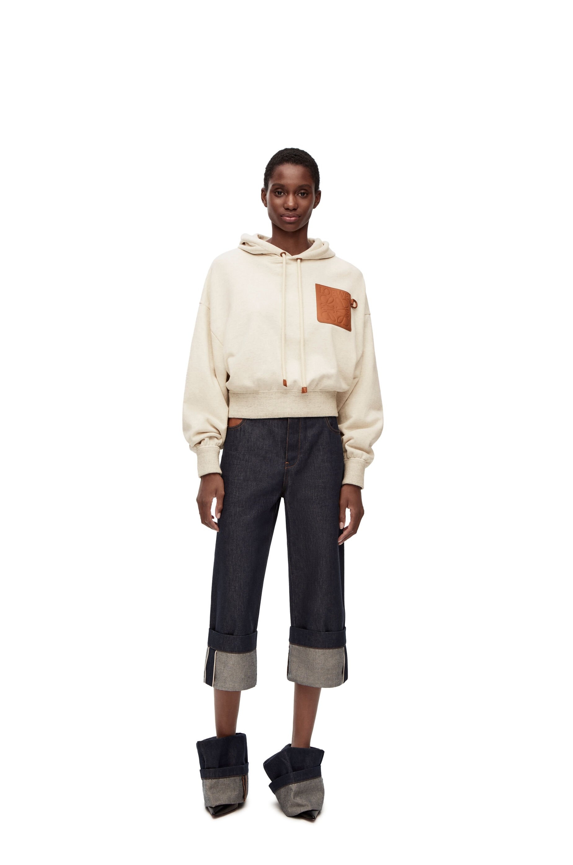 Anagram leather patch hoodie in cotton - 2