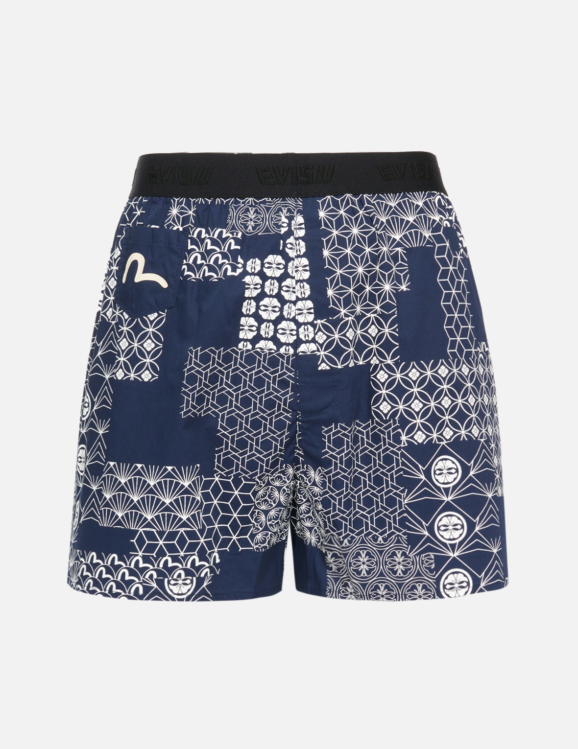 ALLOVER BROCADE AND KAMON COLLAGE PRINT BOXER SHORTS - 1
