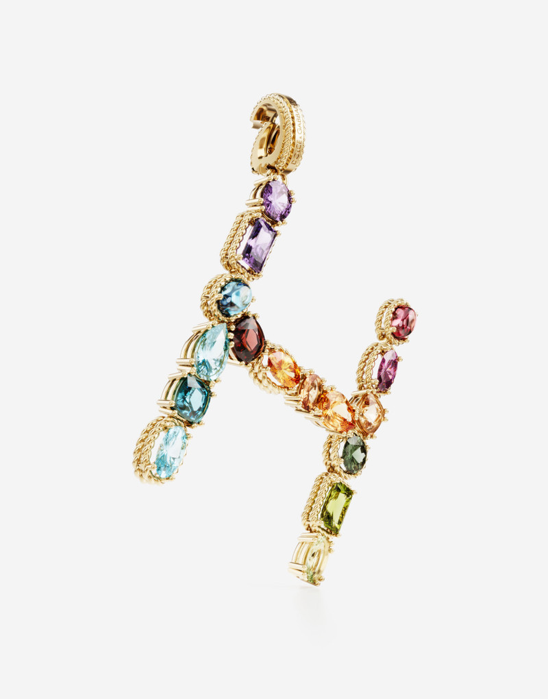Dolce & Gabbana Charm H Lettering 18-carat yellow gold and multicolored gems outlook